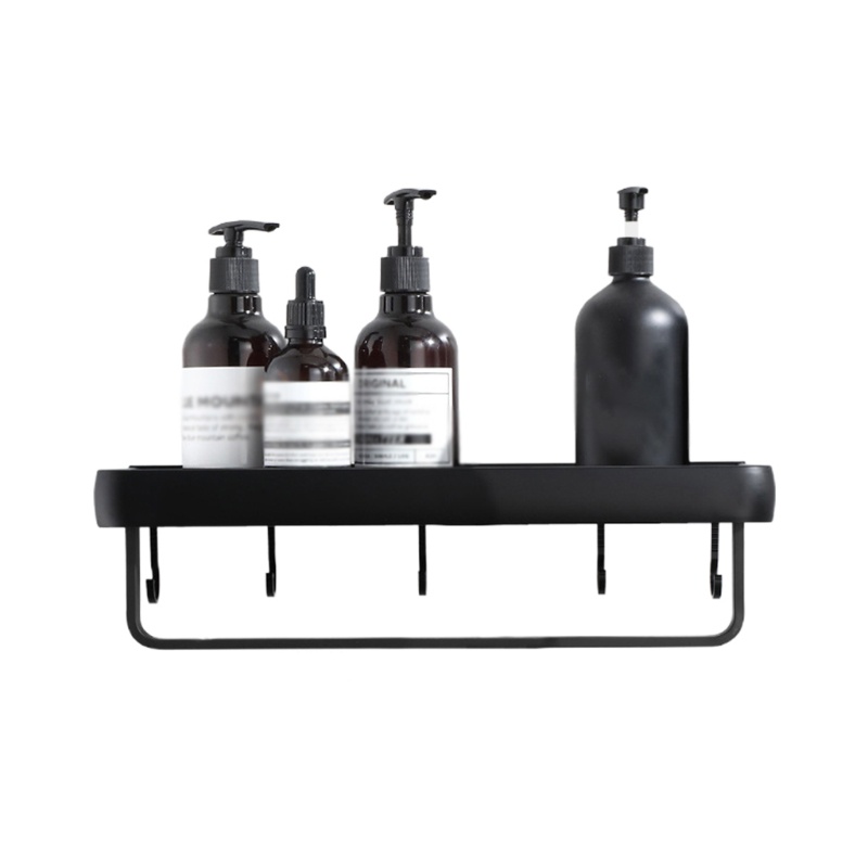 Giá Đỡ Đồ Dùng Nhà Tắm / Dầu Gội Gắn Tường Kèm Móc Treo Khăn Tiện Dụng
