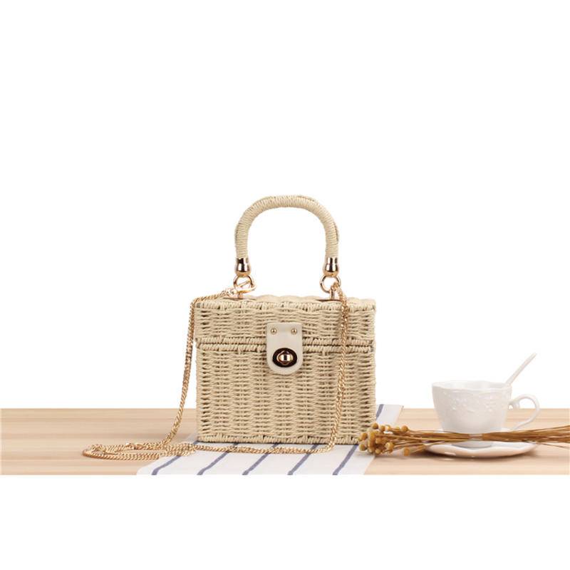 Túi Đeo Chéo Vai Đan Mây Dáng Vuông Nhỏ Phong Cách Nhật Hàn Thời Trang Đi Biển Mới Cho Nữ
