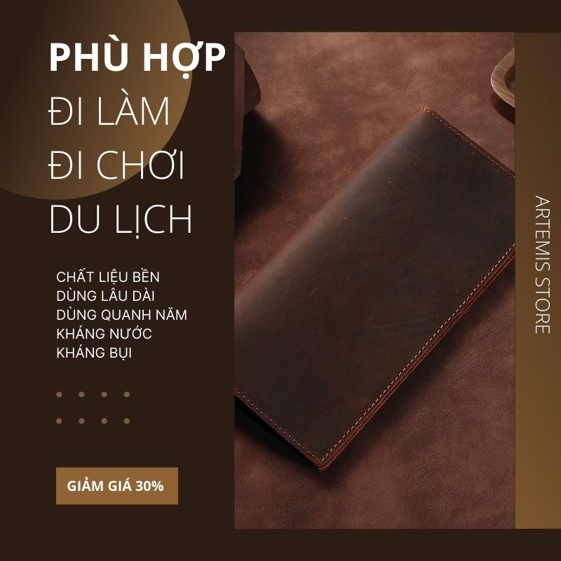Ví dài cầm tay nam nữ ⚡FREESHIP⚡da bò thật 100% cổ điển cao cấp, lịch lãm, bền, đẹp. BH 12 th Tặng Vớ nam TW19