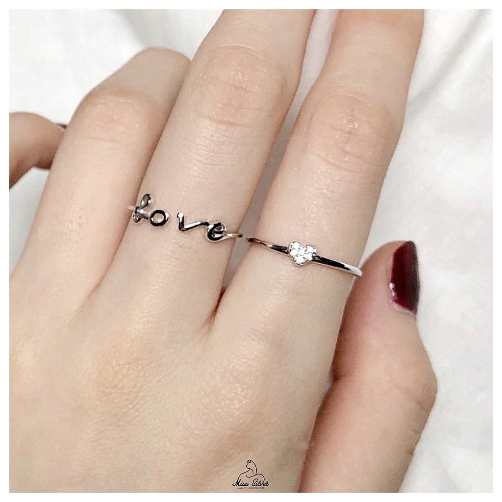 Nhẫn bạc nữ 925 thiết kế độc đáo 2 mặt thể hiện tình yêu, nhẫn chữ LOVE Miuu Silver