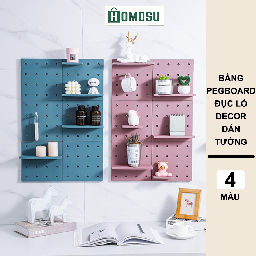 Bảng Pegboard Đục Lỗ Dán Tường Trang Trí Decor Nhiều Màu G020