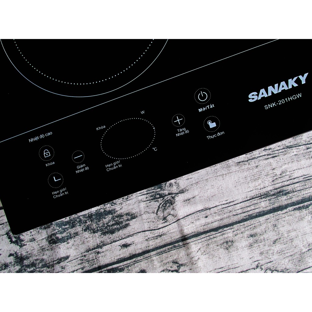 Bếp hồng ngoại đôi Sanaky SNK-201HGW mặt kính Ceramic, cảm ứng, màn hình LCD