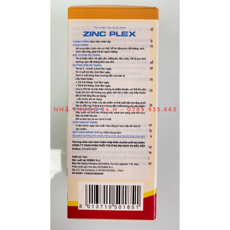 Zinc Plex.Siro Bổ Sung Kẽm Và Các Vitamin Khoáng Chất Giúp Tăng Sức Đề Kháng Miễn Dịch Cho Bé