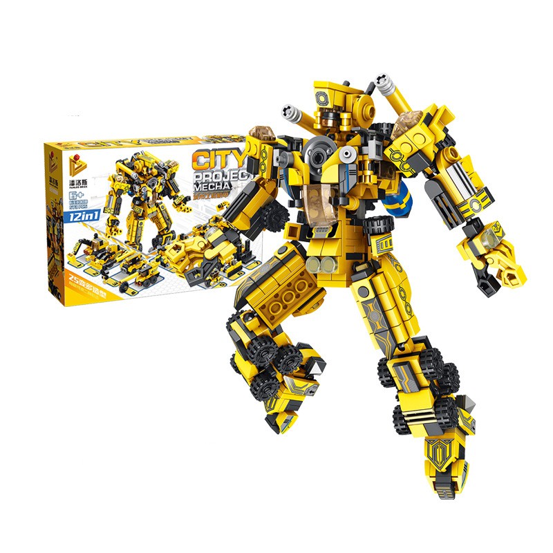 Đồ chơi lắp ráp robot xây dựng kiến trúc - Robot 12 in 1 Panlos  633008 - Đồ chơi trí tuệ 577 mảnh ghép