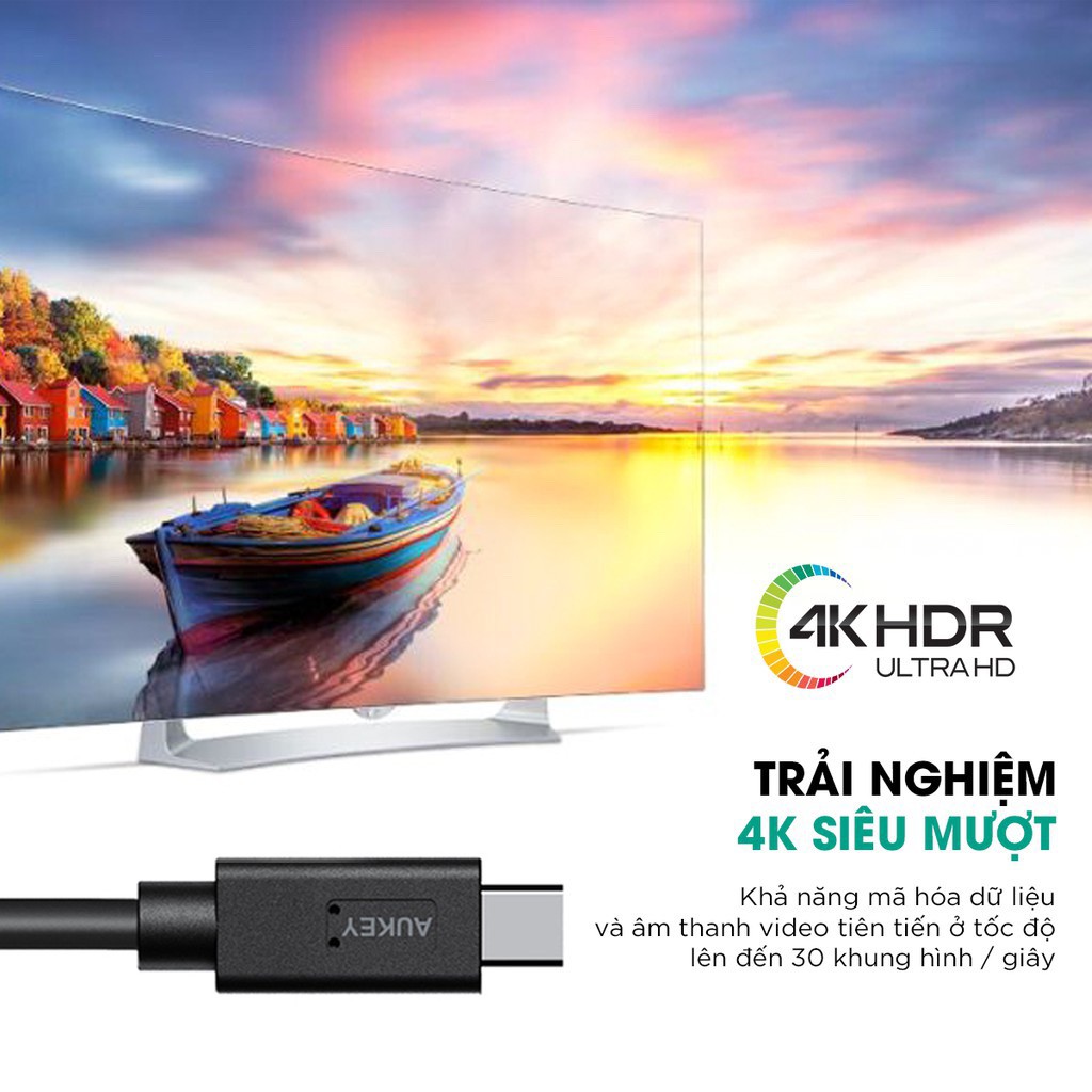 Cáp sạc nhanh AUKEY CB-C2 C to C chuẩn 3.1 Gen2 100W 10Gbps chiều dài 0.9m