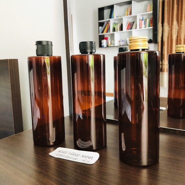 Chai nhựa trong suốt 500ml NẮp nhôm / Nắp đen vặn , Nắp Bật   trong suốt / Chai nâu Mỹ phẩm