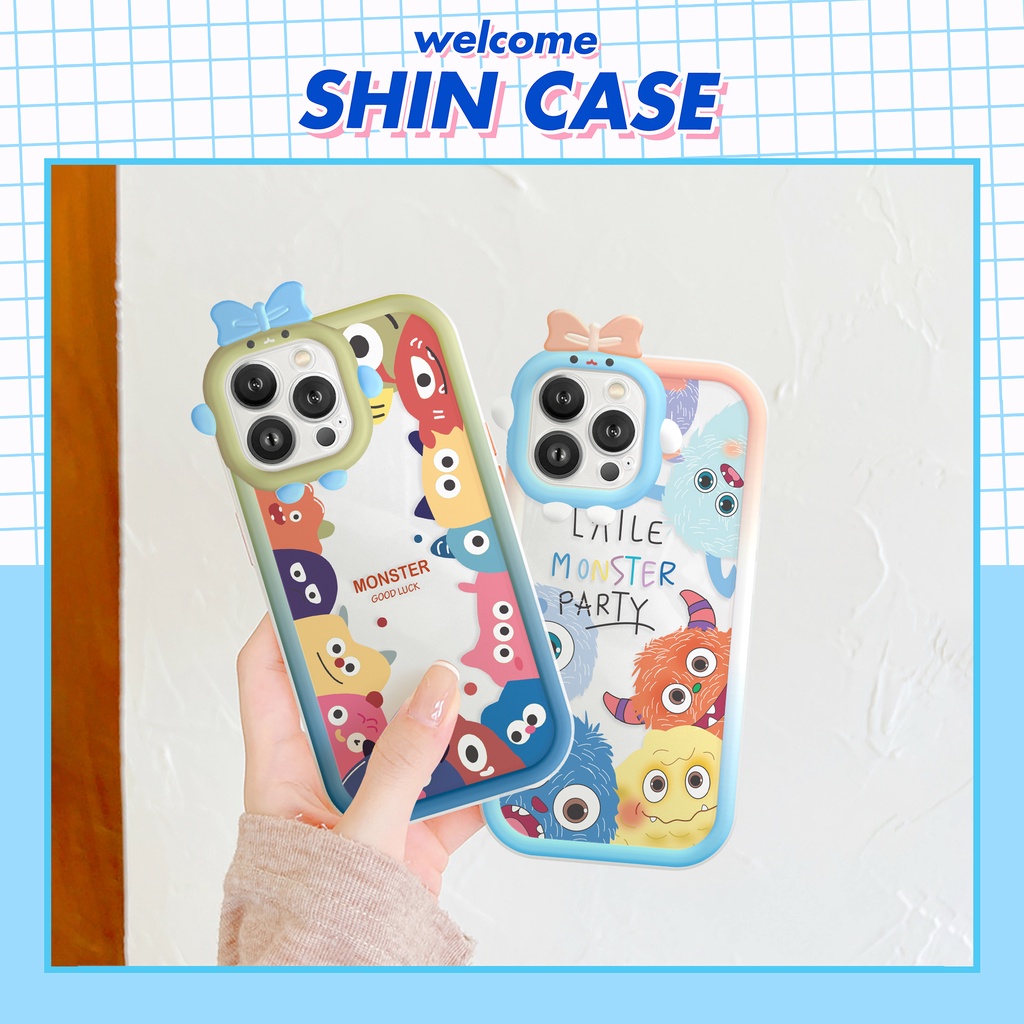 Ốp lưng iphone camera nơ Monster Party 6/6plus/6s/6splus/7/7plus/8/8plus/x/xs/11/12/13/14/pro/max/promax/plus/shin/case