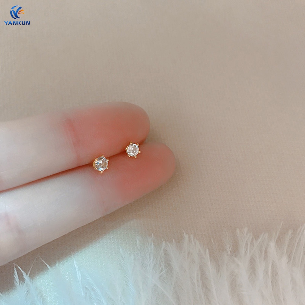 Khuyên Tai Mini Đính Đá Zircon Đơn Giản Cho Nữ Sinh