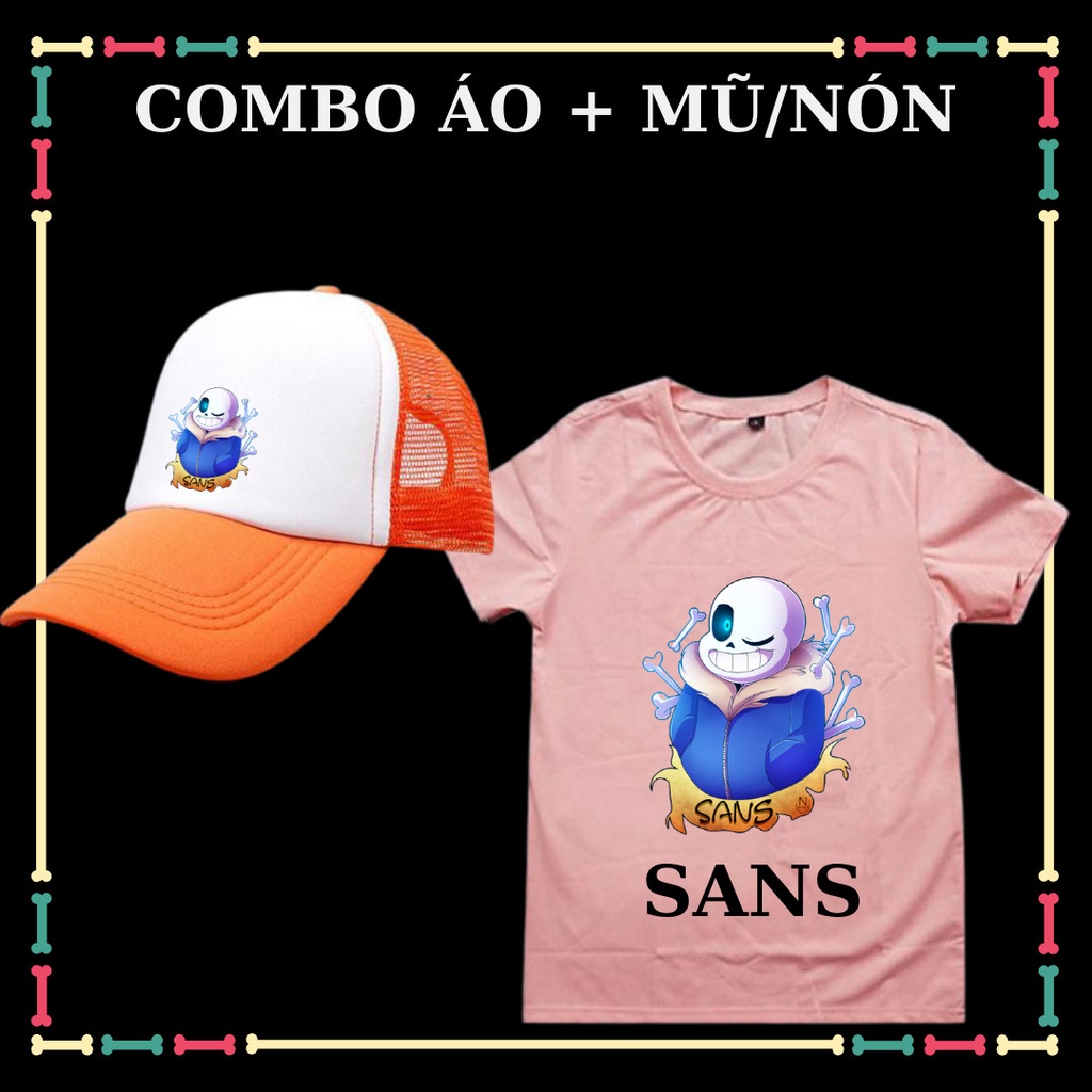 Combo Áo bé Sans Undertable mũ/nón mẫu bé sans cho trẻ em siêu cute size áo từ 10kg đến 90kg