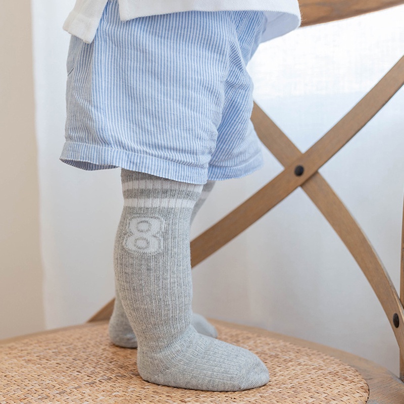 Vớ Cotton Cao Qua Gối Dày Dặn Họa Tiết Kẻ Sọc Màu Sắc Trơn Giữ Ấm Mùa Thu Cho Bé