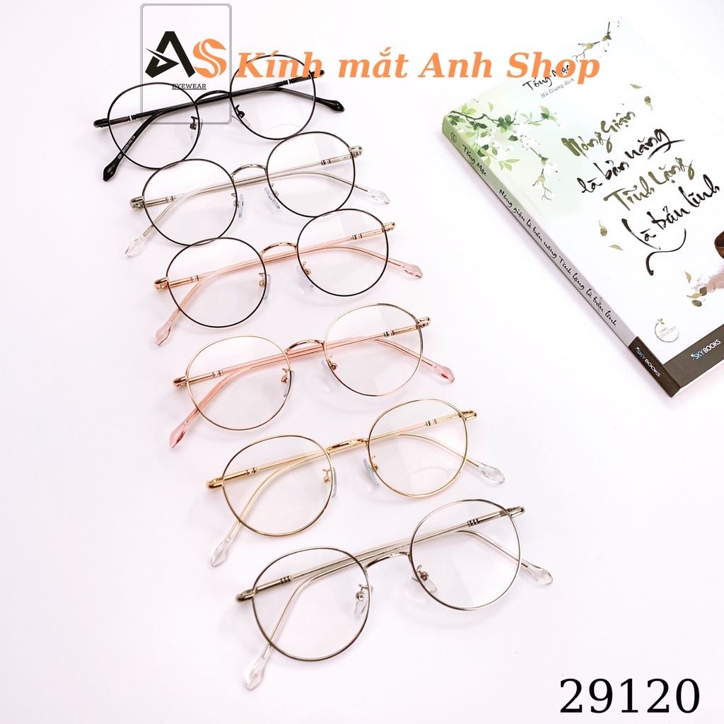 Gọng kính cận thời trang dáng tròn cỡ vừa chất liệu kim loại thanh lịch 29120