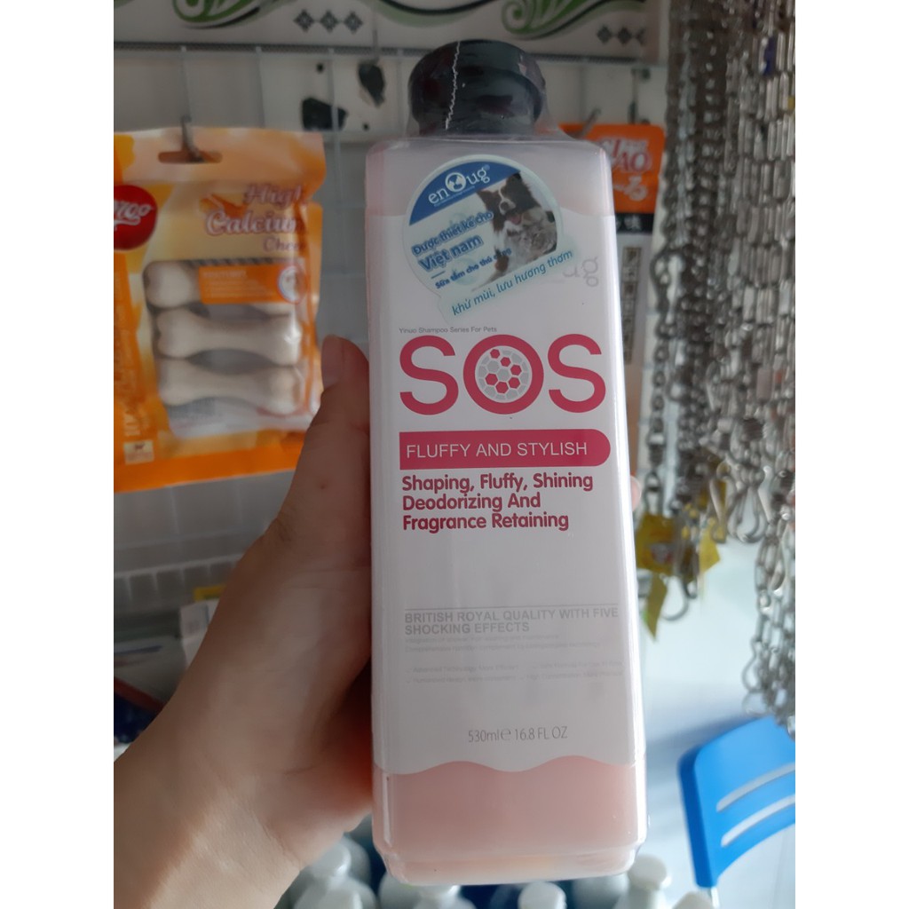Sữa Tắm cao cấp SOS - chai 530ml cho chó mèo - Dầu tắm chó mượt lông chuyên dụng cho các spa chuyên nghiệp