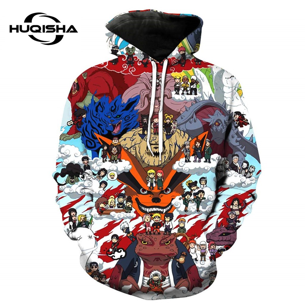 Áo hoodie HUQISHA in hình Naruto Uzumaki Kakashi cho cả nam và nữ
