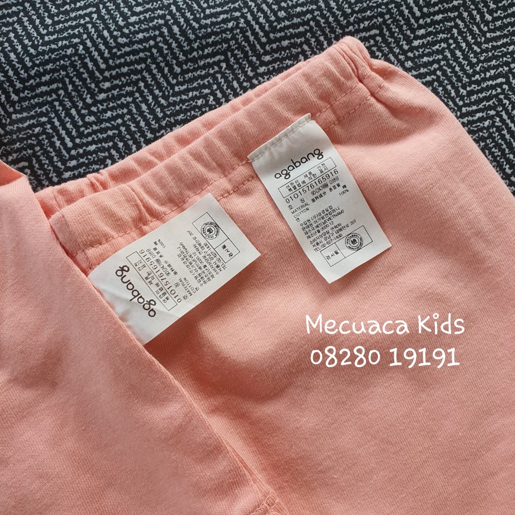 [90] Bộ ngủ cotton mặc nhà dài tay màu cam hồng cho bé gái Agabang xuất Hàn dư xịn