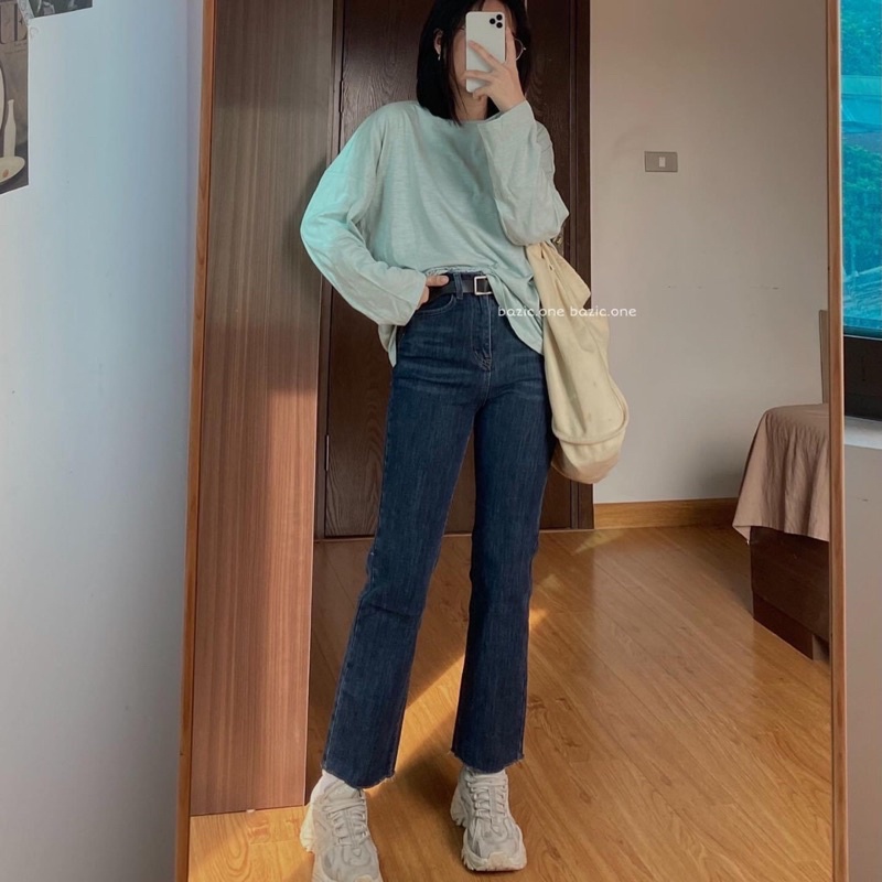 Quần Jeans Ống Đứng Basic Đơn Giản Form Đẹp
