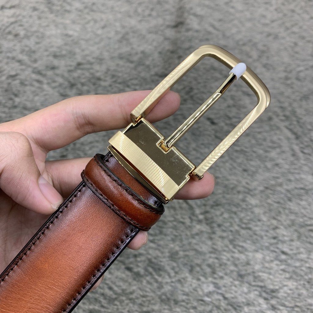 Dây lưng da bò thật mặt kim nhiều màu