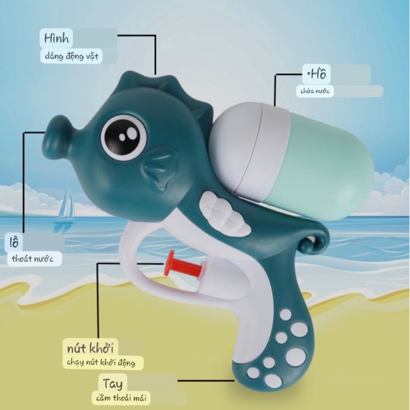 Súng Bắn Nước Cá Mập, Cá Ngựa Cute Cho Bé