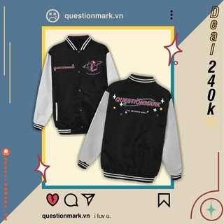 LIMITED Áo khoác VARSITY Jacket GALAXY UNIVERSE đen tay trắng big logo oversize unisex local brand questionmark