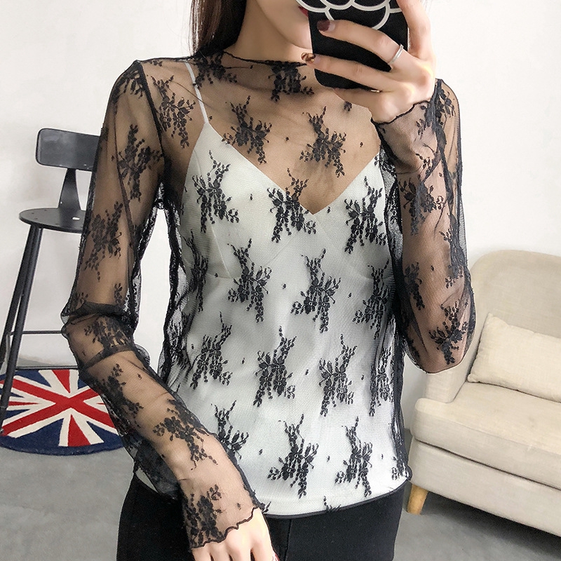 Áo Sát Nách/Áo LướiTay Dài Cổ Cao Phong Cách Hàn Quốc[Quà tặng miễn phí