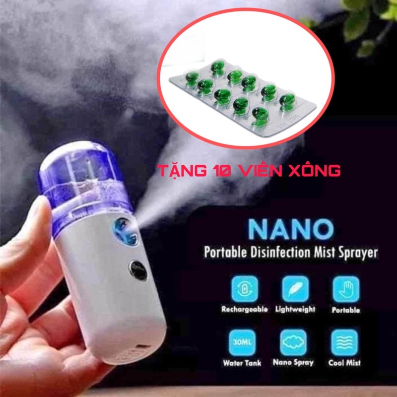 [ Tặng 10 viên xông ] Máy xông mặt tinh dầu mini Nano hơi lạnh ( xông_mặt__xịt_khuẩn_mũi_họng hàng chuẩn loại 1)