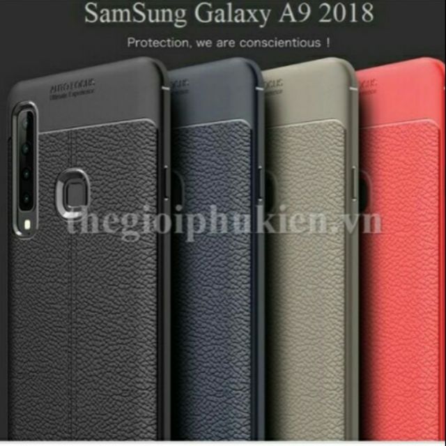 Ốp lưng dẻo vân da Auto Focus cho galaxy A9 2018(đen)