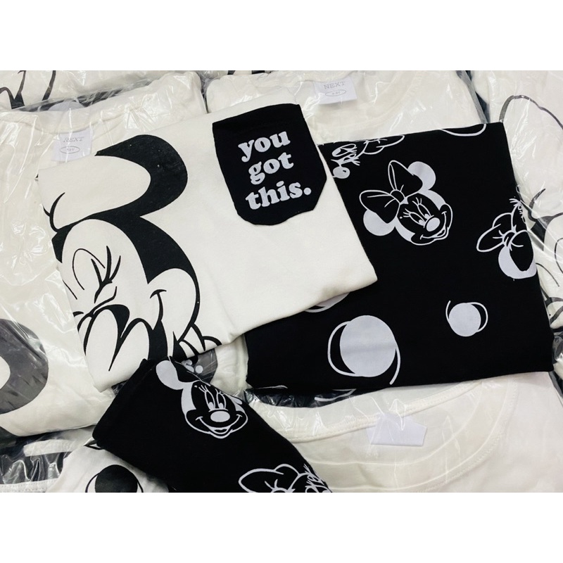 Set 2 bộ cộc tay Minnie cho bé gái màu đen trắng size từ 10-24 cân