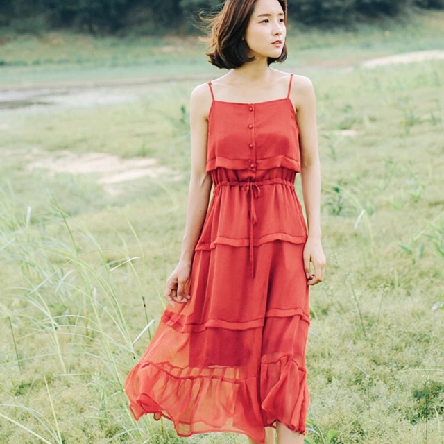 [Order] Váy voan lụa  2 dây hàng thiết kế