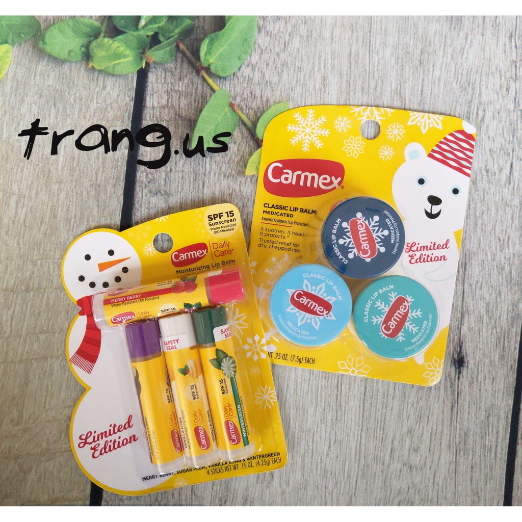 Son dưỡng môi Carmex bản Holiday dạng hũ và thỏi | BigBuy360 - bigbuy360.vn