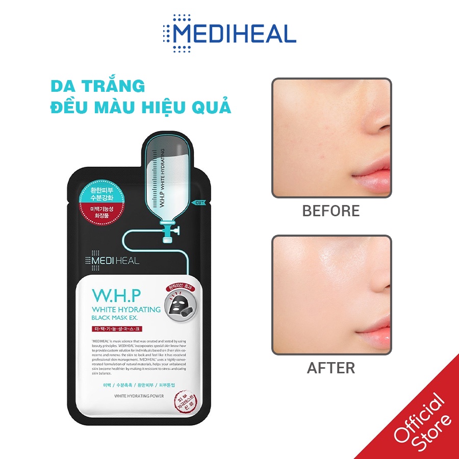 Mặt Nạ Than Hoạt Tính Giúp Làm Trắng Da Mediheal W.H.P White Hydrating Black Mask Ex 25ml [K10]