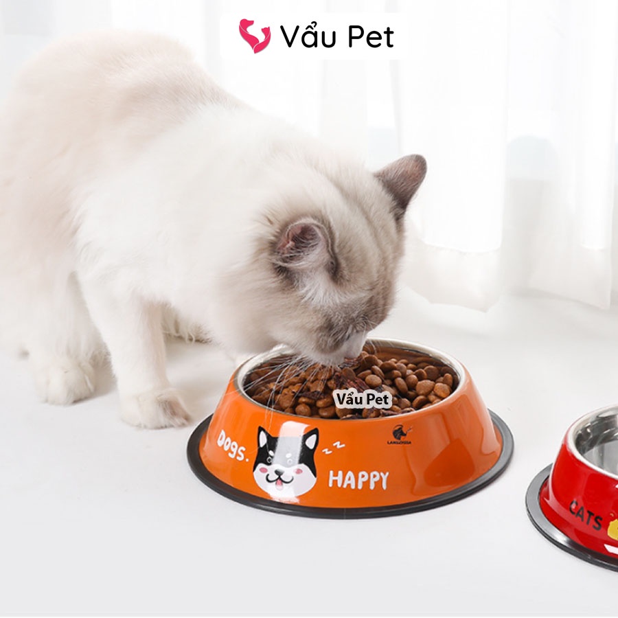 Bát ăn cho chó mèo inox - Bát đựng thức ăn, uống nước cho chó mèo Vẩu Pet Shop