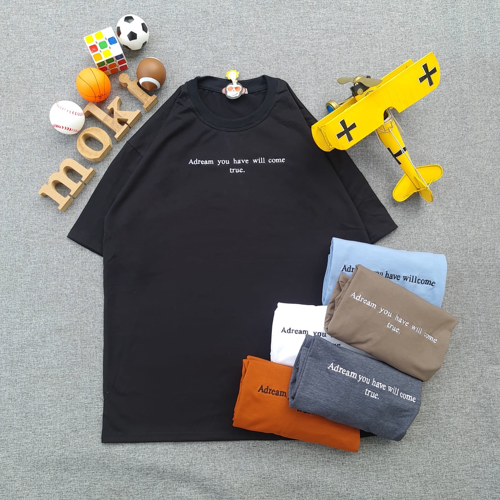Áo phông áo thun nam nữ tay lỡ from rộng freesize chất cotton thoáng mát chữ thêu đơn giản nam nữ Adream