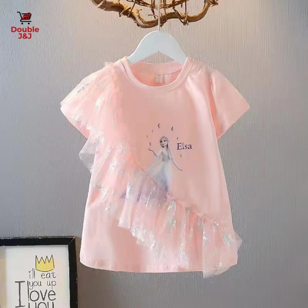 Đầm Công Chúa Elsa Tay Ngắn Dễ Thương Cho Bé Gái 1-9 Tuổi