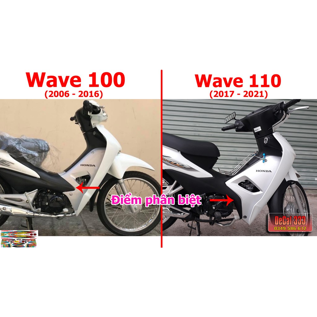 Tem Rời WAVE ALPHA 100 LỬA XANH LỤC ĐỎ VÀNG GP 612825 (Tem chế 3 lớp cao cấp)