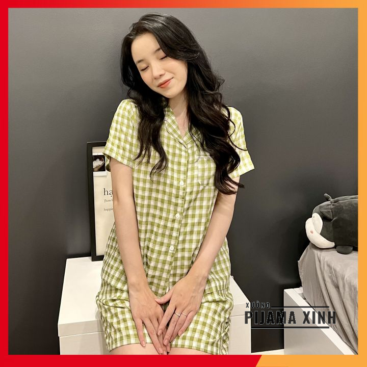 PIJAMA ĐŨI NỮ  - Bộ Cộc Quần Đùi Chất Mềm Thoáng Mát Màu Trơn, Họa Tiết, Đồ Mặc Nhà