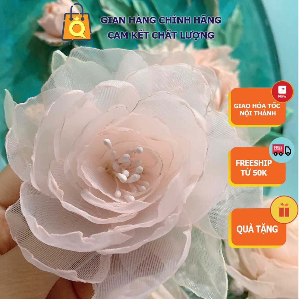 Hoa Cài Áo HandMade Voan Tơ Cao Cấp Sang Trọng Xinh Xắn Yêu Kiều QueenStore