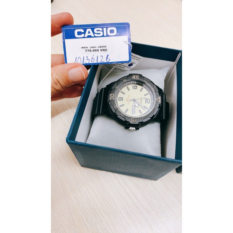 [New full box] - Đồng hồ kim Casio nam nữ MRW-200H-5BVDF dây nhựa - chống nước WR100M- Viền khung xoay hẹn giờ