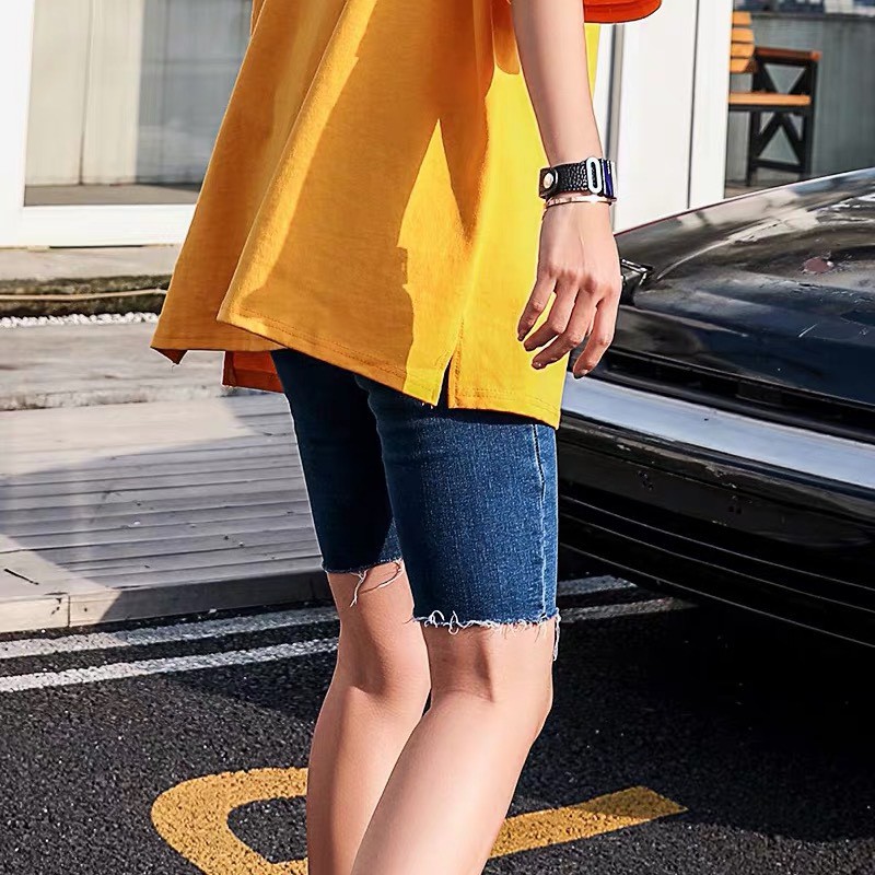 [60kg~90kg] Quần jean ngố / lửng BIG SIZE lưng cao, co dãn mạnh màu xanh đậm truyền thống 3458