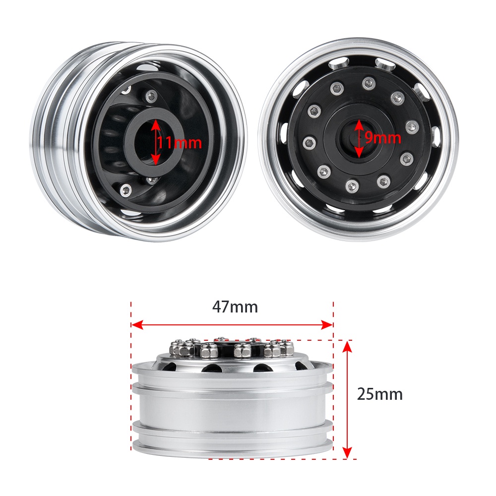1 Ổ Khóa Trục Bánh Xe Hơi Điều Khiển Từ Xa Tamiya Bằng Hợp Kim Màu Bạc Chuyên Dụng Tỉ Lệ 1:14