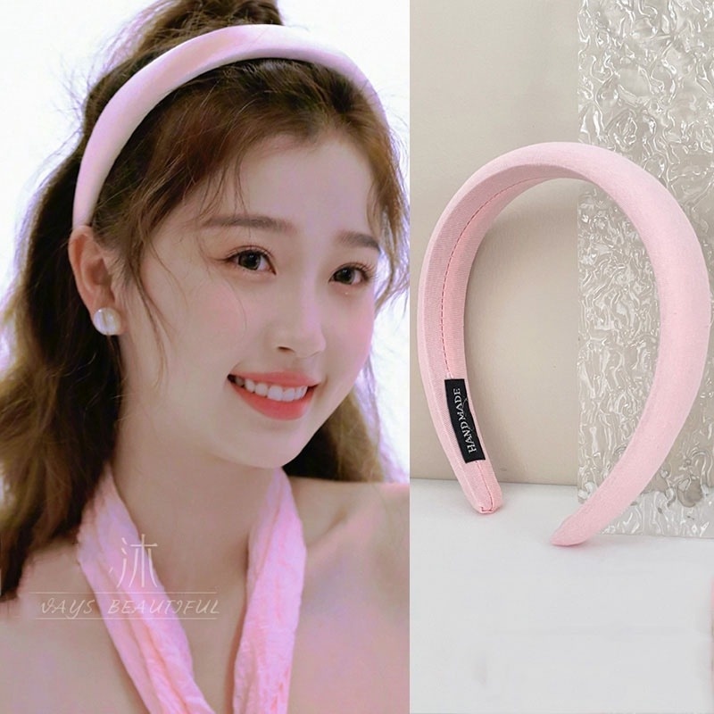 Băng Đô Cài Tóc Bản Rộng Màu Hồng Ngọt Ngào Thời Trang Thanh Lịch Cho Nữ