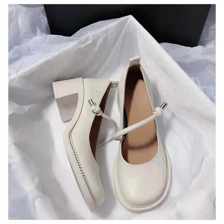 Giày Cao Gót Mũi Tròn Gót Dày Phong Cách Nhật Bản Mùa Hè 2022 Mới Cho Nữ