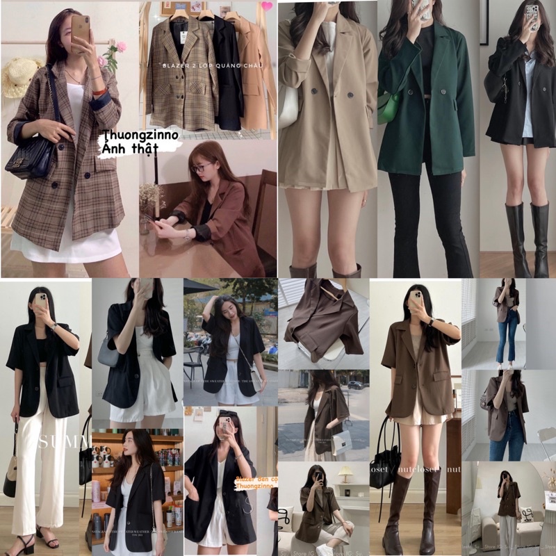 [Ảnh thật/Video]Áo blazer xanh bơ siêu đắt hàng Áo blazer hai lớp Hàn Quốc | BigBuy360 - bigbuy360.vn