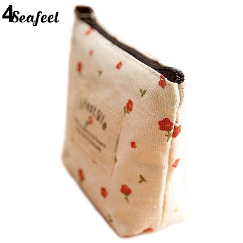 Ví đựng tiền bằng vải canvas in họa tiết hoa xinh xắn dành cho nữ