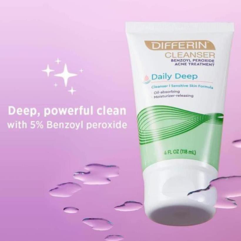 (NHẬP KHẨU CANADA) Sữa rửa mặt giảm mụn dành cho da nhạy cảm Differin Daily Deep Cleanser Benzoyl Peroxide  5%  118mL | BigBuy360 - bigbuy360.vn