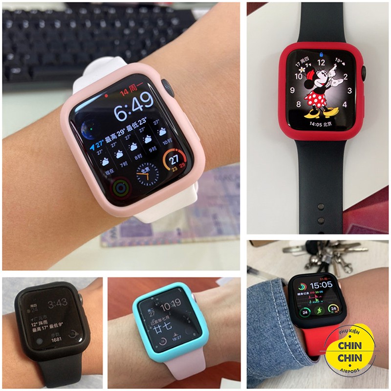 Ốp Bảo Vệ Mặt Đồng Hồ Thông Minh Apple Watch Series SE/6/5/4/3/2/1 Bằng Silicone Full Size 38/40/42/44mm - Chinchin Case