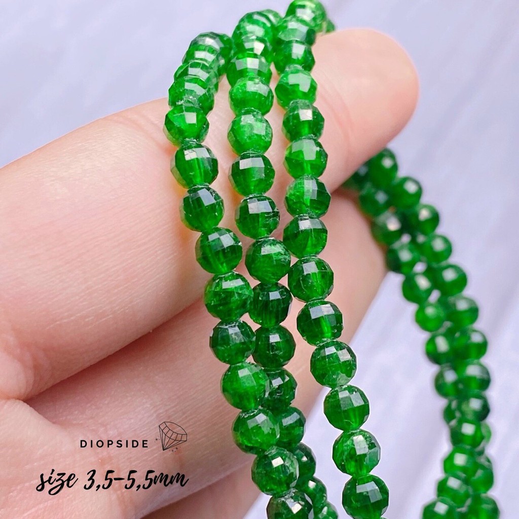 Vòng tay Diopside quấn 3 màu xanh đẹp, hạt size 4 li ,vòng đá phong thuỷ