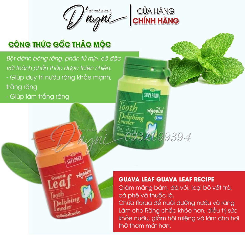 Bột tẩy trắng răng thảo dược SUPAPORN Tooth Polishing Powder Thái Lan (90g)