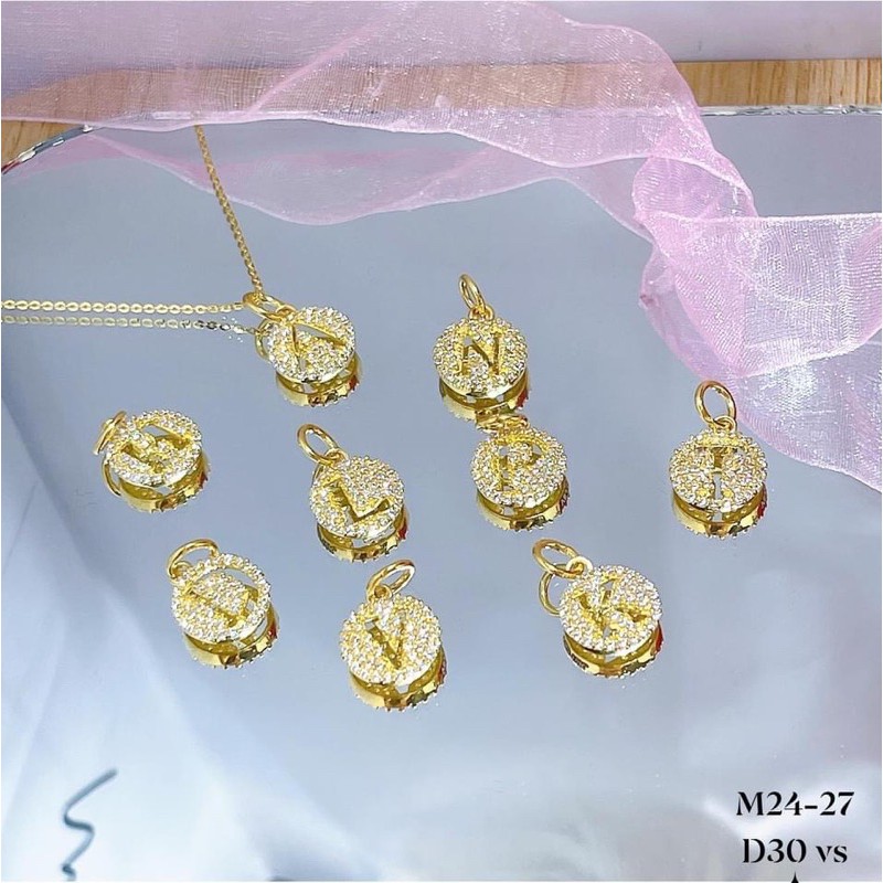 Dây Chuyền Vàng Nữ Dây 3p Kết Hợp Mặt Chữ Cái Theo Tên Tạo Dấu Ấn Riêng Bạn - Trang sức Vàng Bạc Hoà Thảo HTJ