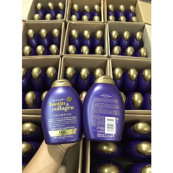 Cặp Dầu Gội Xả Biotin & Collagen OGX Thick & Full Nuôi Dưỡng và Kích Thích Mọc Tóc