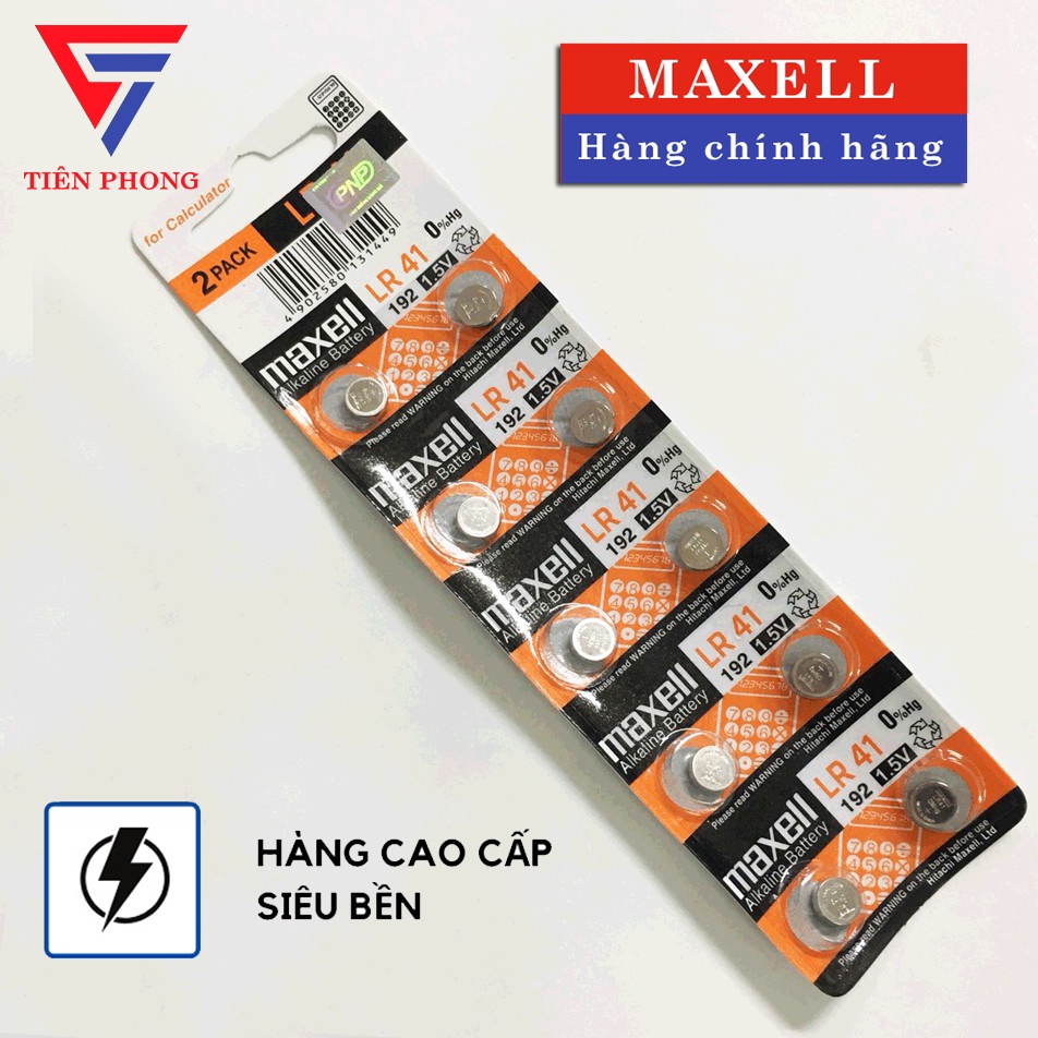 Pin AG3 LR41 192 1.5V Maxell Vỉ 10 Viên chính hãng