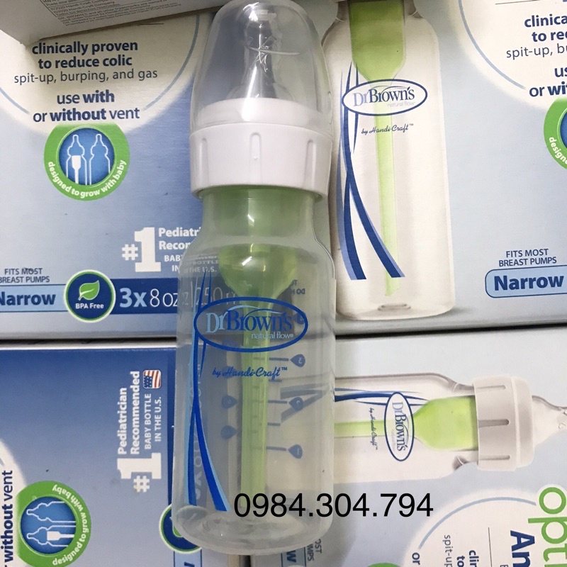 Bình sữa Dr Brown's cổ hẹp 120ml và 250ml nhựa PP Options plus tách set ( USA )